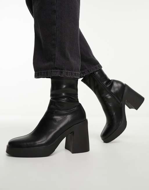 New look on sale black sock boots