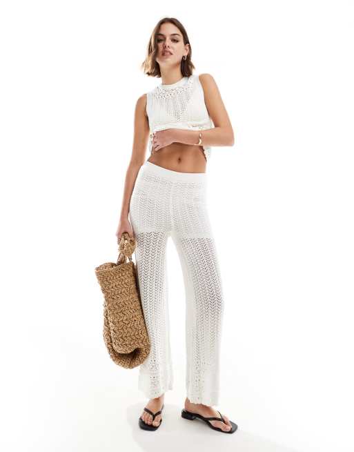 New Look – Strickhose in Cremeweiß, Kombiteil