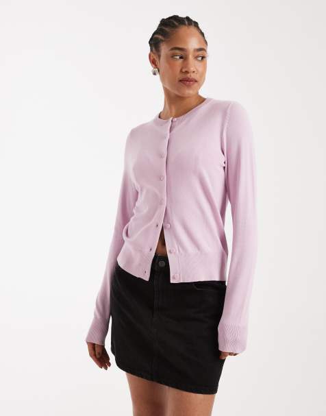 New Look – Strickjacke aus Feinstrick in Rosa mit Rundhalsausschnitt - view 1