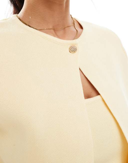 New Look – Strickjacke in Gelb mit Knopfleiste, Kombiteil, 3 von 4
