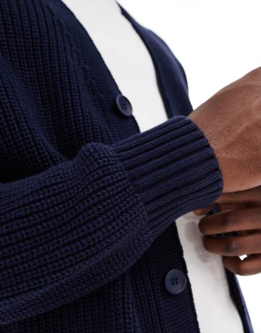 New Look – Strickjacke in Marineblau mit Patentmuster, 5 von 5