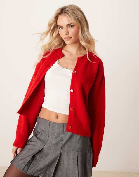 New Look – Strickjacke in Rot mit Rundhalsausschnitt - view 1