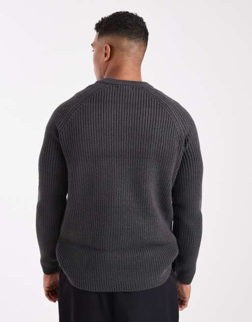 New Look – Strickpullover in Dunkelgrau mit Patentmuster, 3 von 5