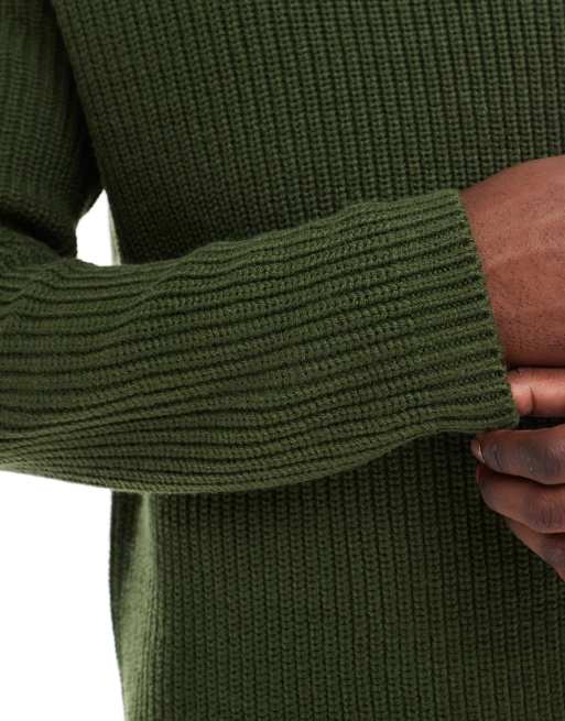 New Look – Strickpullover in Dunkelgrün mit Patentmuster, 5 von 5