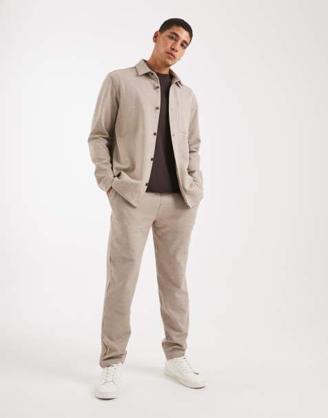 New Look – Strickset aus Pikee in Steinbeige, bestehend aus Hemdjacke und Hose - view 1