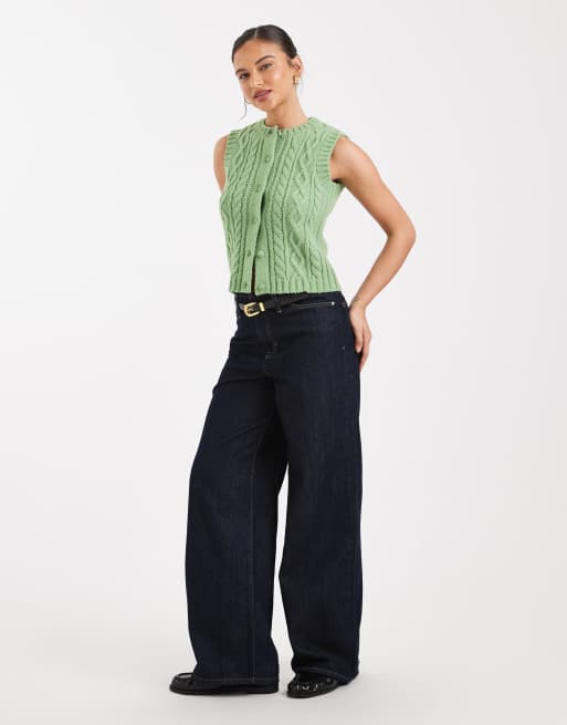 New Look – Strickweste in Grün mit Zopfmuster, 2 von 4