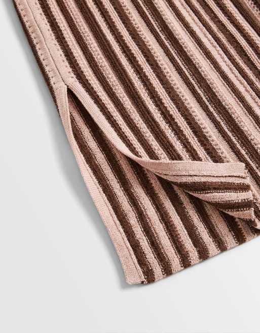 New Look - Strikket maxikjole med lyserøde/brune striber, 8 af 8