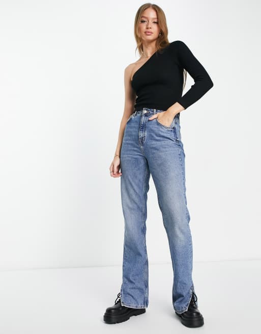 New Look - Strikket oneshoulder-trøje i sort, 4 af 4