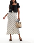 [New Look] New Look stripe bias midi skirt in cream-White 12 CREAM