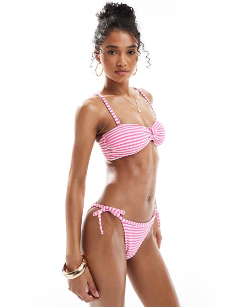 New Look stripe bikini in pink - view 1