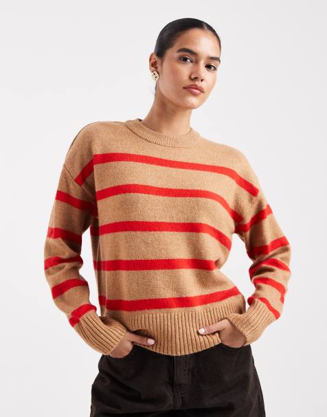 New Look stripe crew neck jumper in ochre - view 1