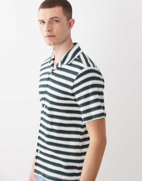 New Look stripe knitted shirt in green