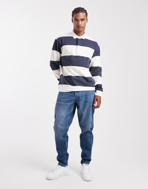 New Look stripe rugby polo shirt in blue, 2 of 5