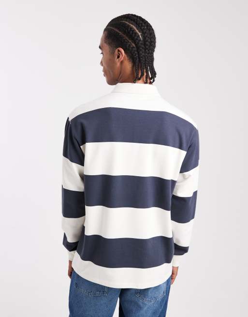 New Look stripe rugby polo shirt in blue, 3 of 5