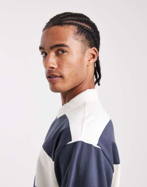 New Look stripe rugby polo shirt in blue, 4 of 5