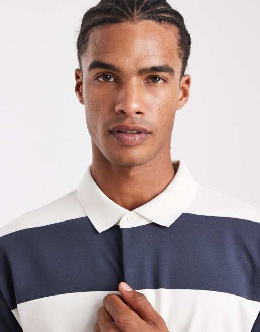 New Look stripe rugby polo shirt in blue, 5 of 5