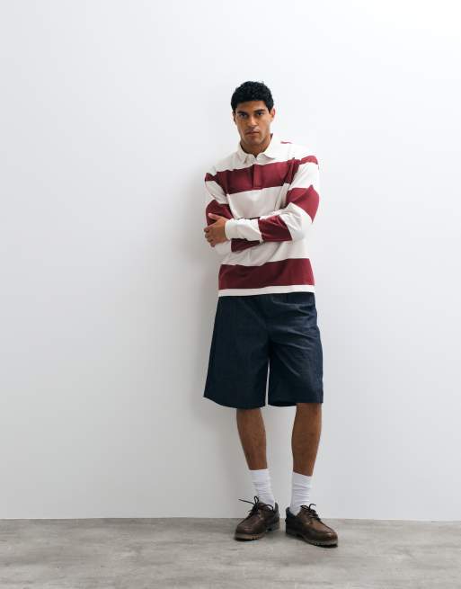 New Look stripe rugby polo shirt in red, 2 of 5