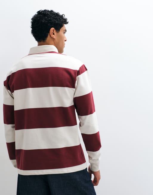 New Look stripe rugby polo shirt in red, 4 of 5