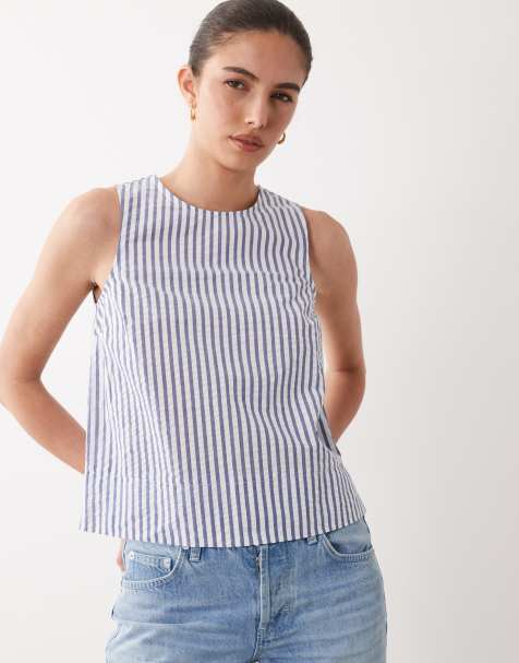 New Look stripe shell top in blue