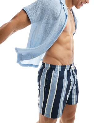 New Look New Look stripe swim short in blue