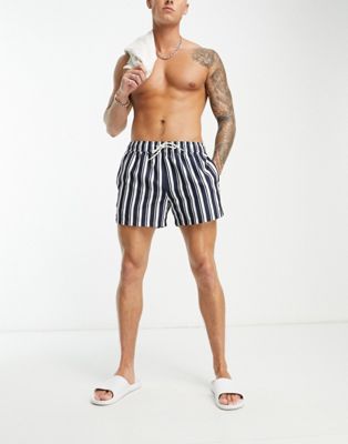 New Look stripe swim shorts in navy - ASOS Price Checker