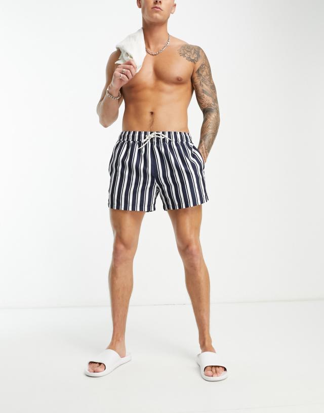 New Look - stripe swim shorts in navy