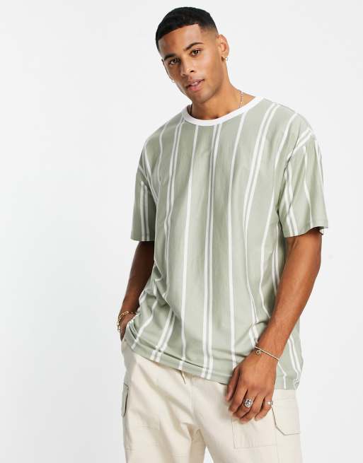 New Look stripe t-shirt in khaki
