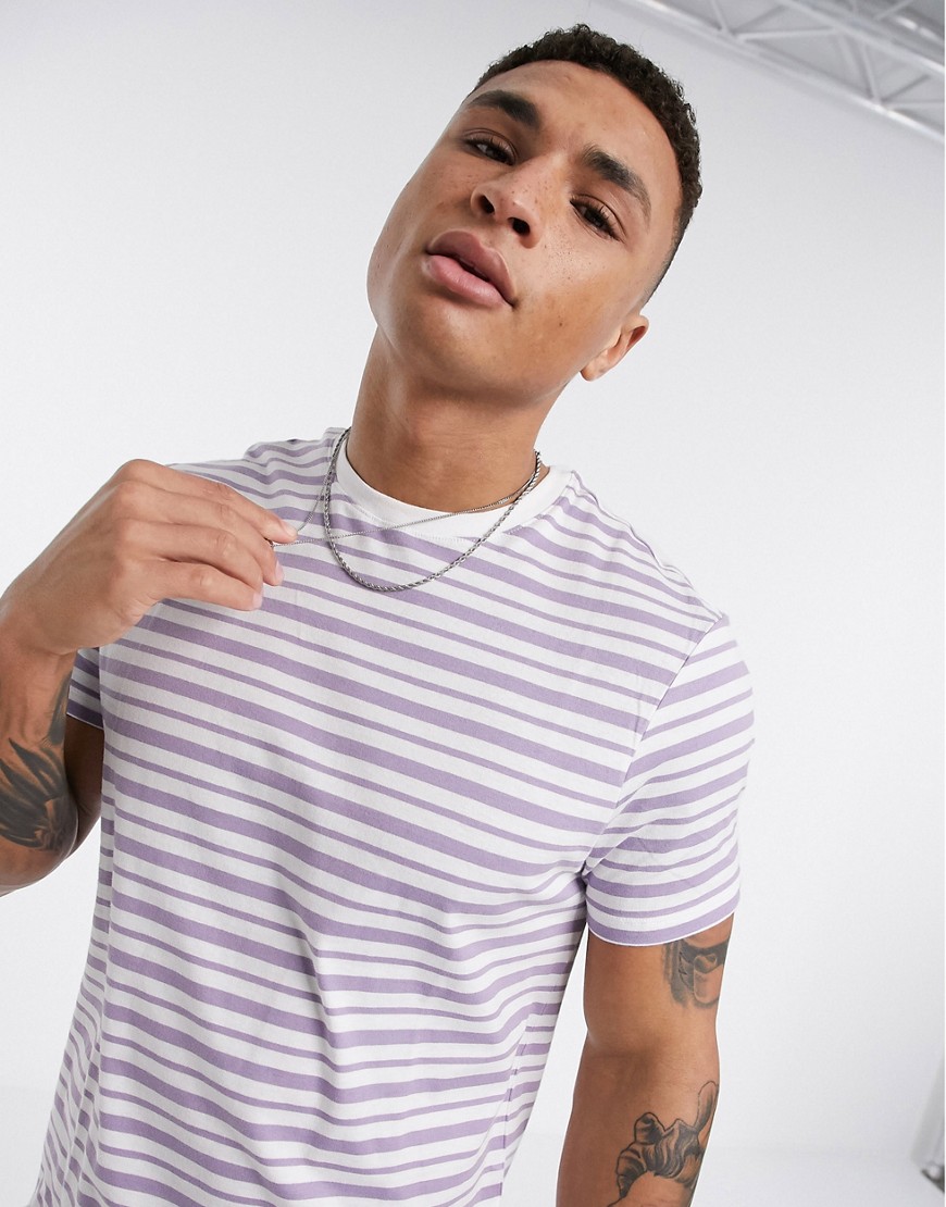 New Look stripe t-shirt in lilac-Purple