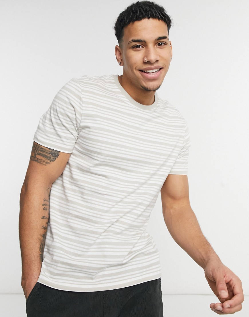 New Look stripe T-shirt in off white
