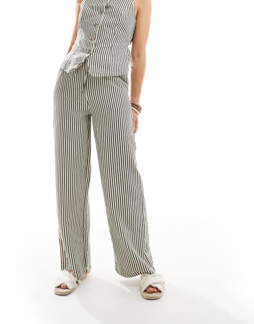 New Look stripe wide leg pants in black (part of a set), 3 of 5