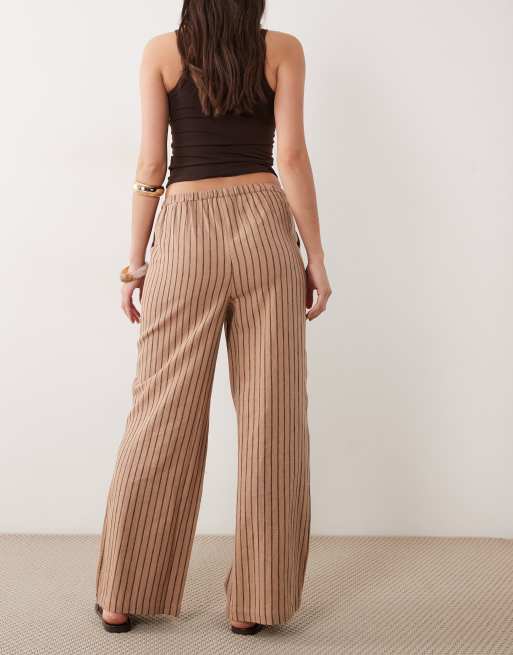 New Look stripe wide leg pants in brown, 5 of 5