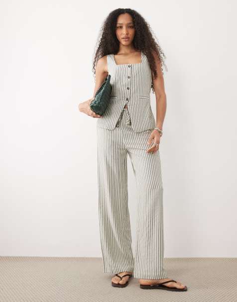 New Look stripe wide leg pants in cream (part of a set) - view 1