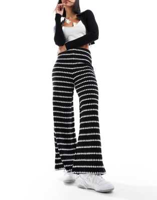 New Look stripe wide leg trouser in black - ASOS Price Checker