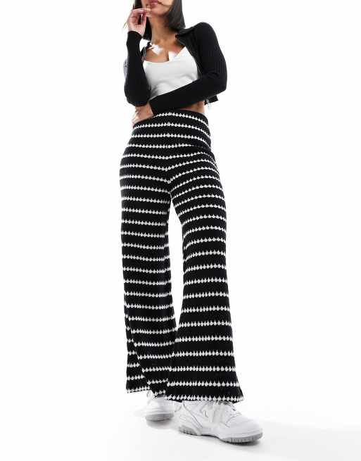 New look black and white striped trousers online