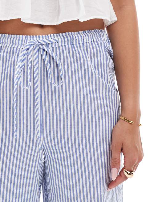 New Look stripe wide leg trousers in blue, 5 of 5