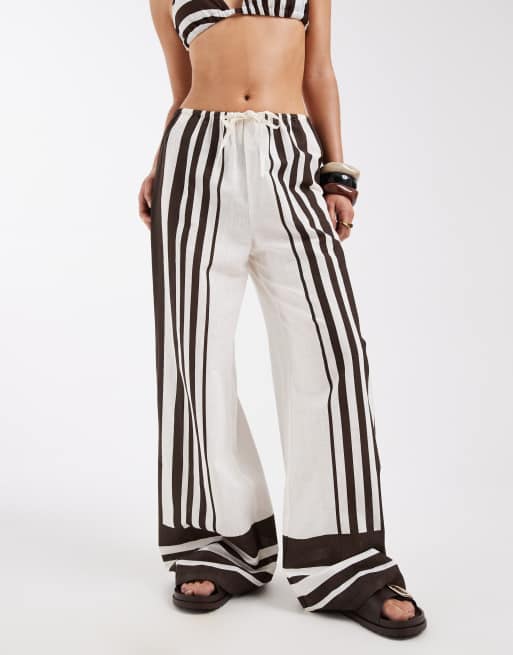 New Look striped beach pants in white pattern, 2 of 5