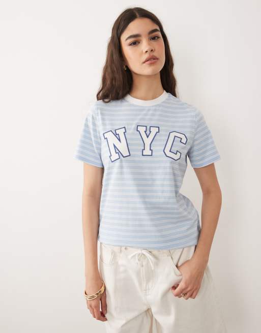 New Look striped NYC tee in blue , 4 of 4