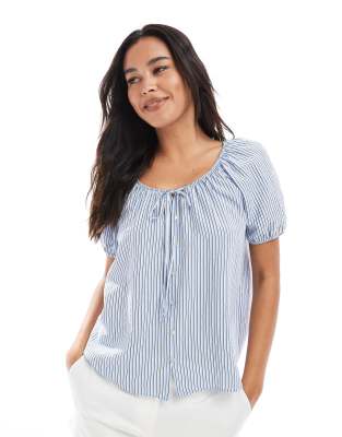 [New Look] New Look striped shell top in blue 10 49-Blue Pattern