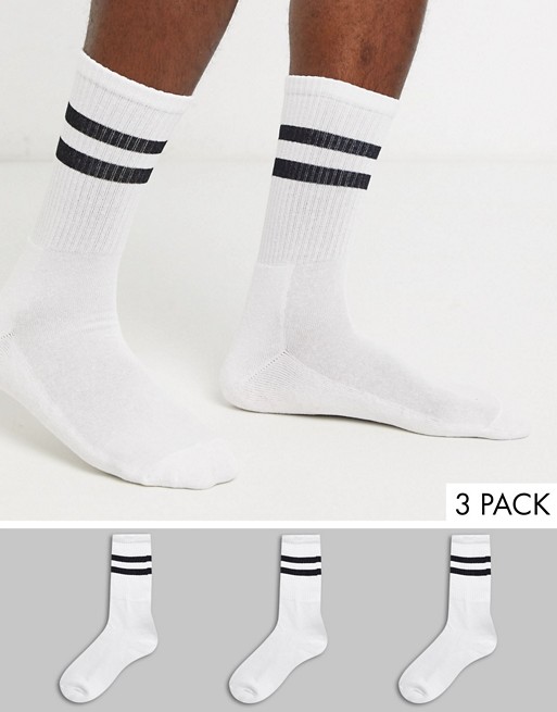 New Look striped socks in white 3 pack