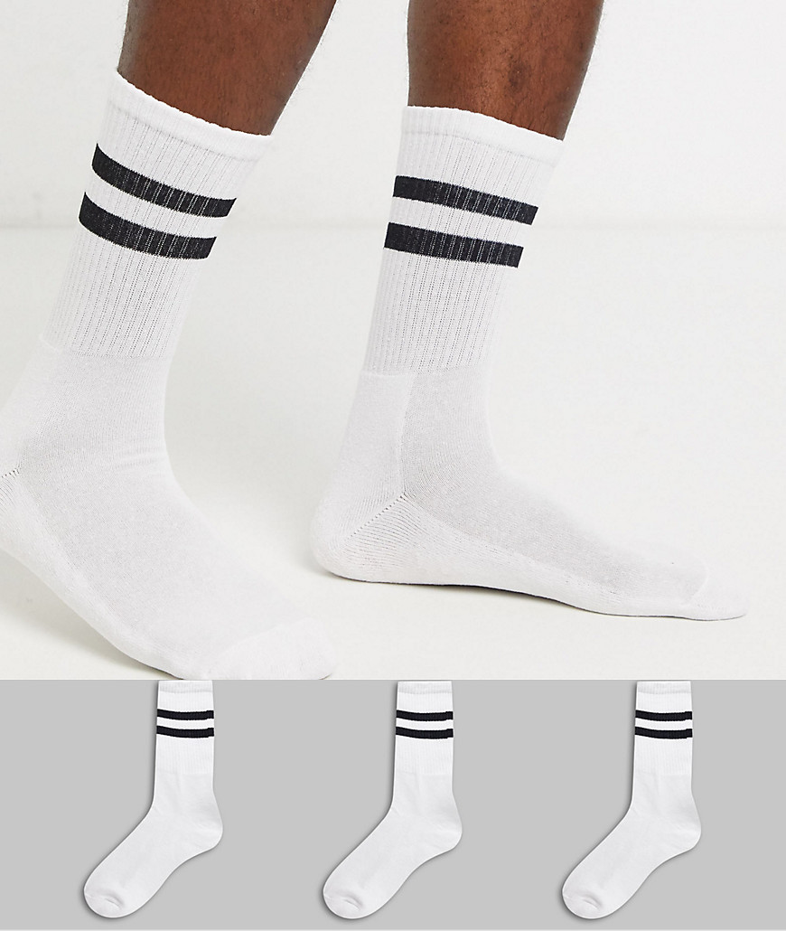 New Look striped socks in white 3 pack