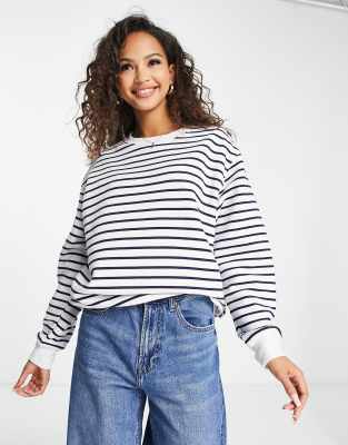 New Look striped sweater in white