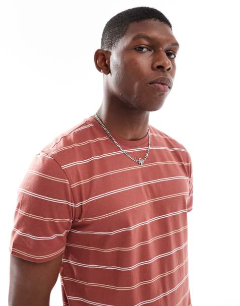 New Look striped t-shirt in rust brown - view 1