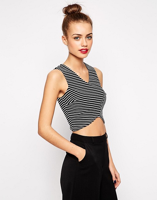 New Look | New Look Striped Waffle Cropped Top