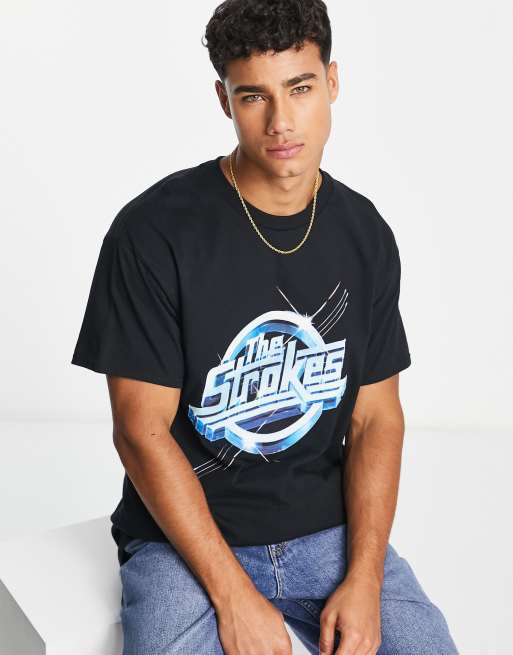 New Look strokes t-shirt in black