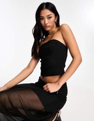 New Look structured corset top in black - ASOS Price Checker