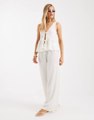 New Look - Strukturierte Hose in Cremeweiß, Kombiteil