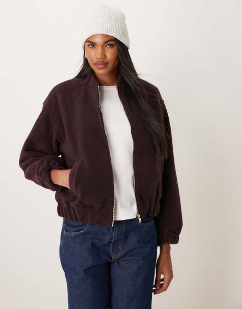 New Look – Strukturierte Oversize-Bomberjacke in Weinrot - view 1