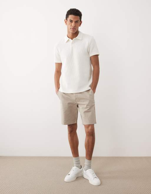 New Look – Strukturiertes Strickoberteil in Cremeweiß mit Polokragen, 2 von 5