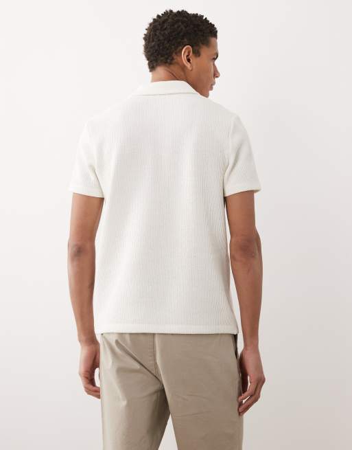New Look – Strukturiertes Strickoberteil in Cremeweiß mit Polokragen, 5 von 5