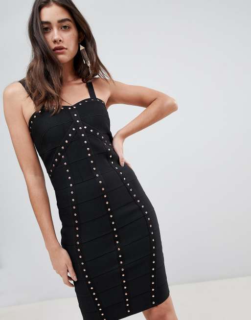 Missguided black bandage studded deals dress